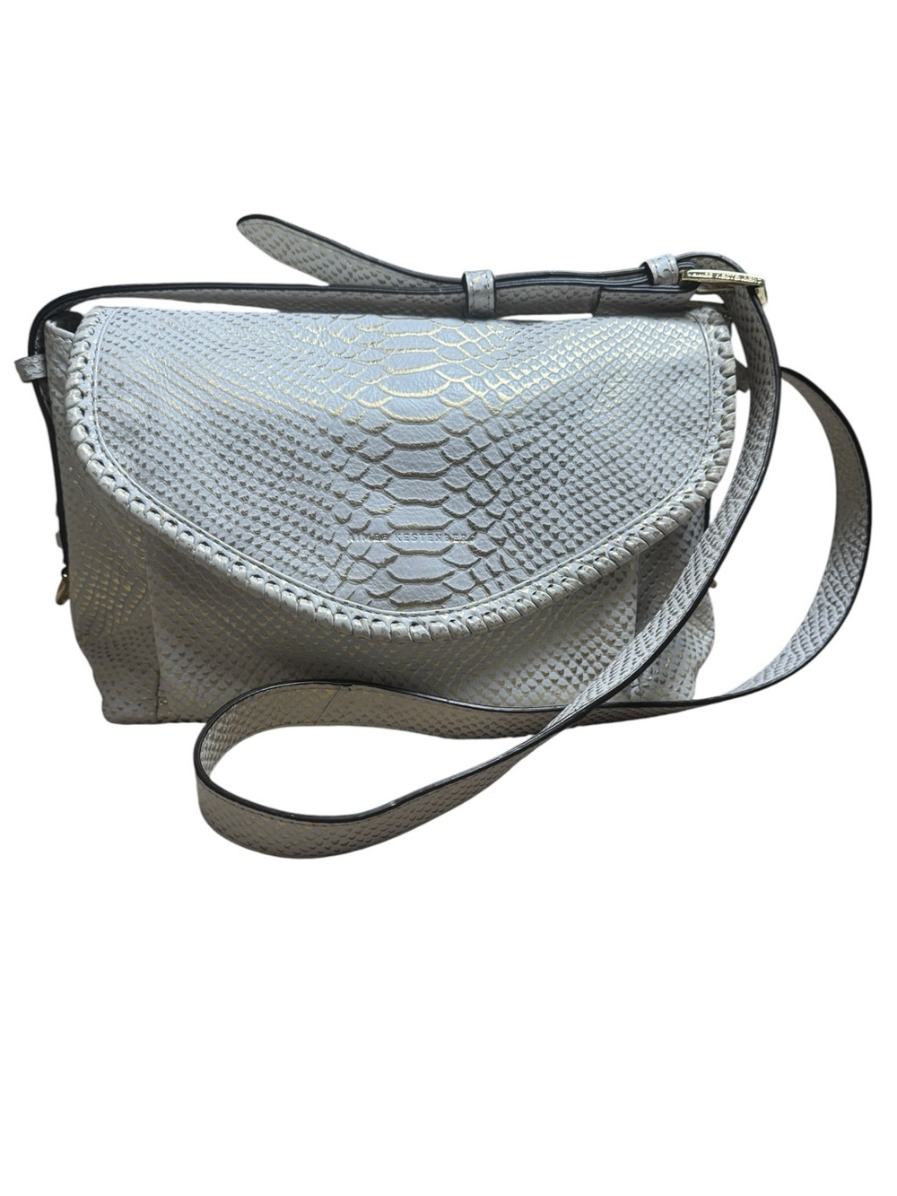 Aimee Kestenberg All For Love Cream & Gold Python Shoulder Bag